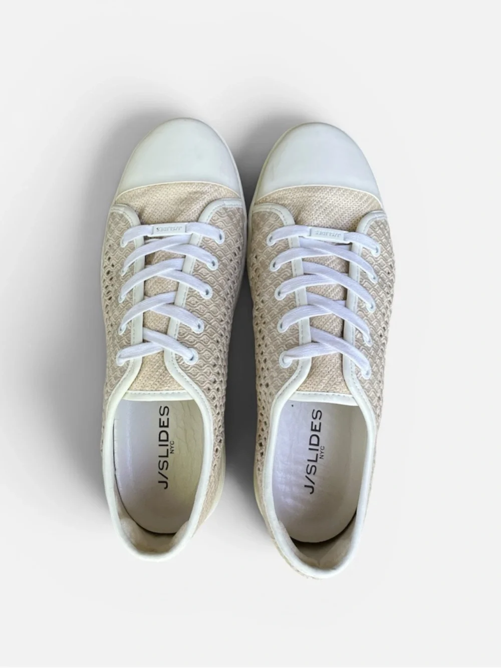 J/Slides NYC Natasha Platform Sneaker in Nude Crochet Size 10